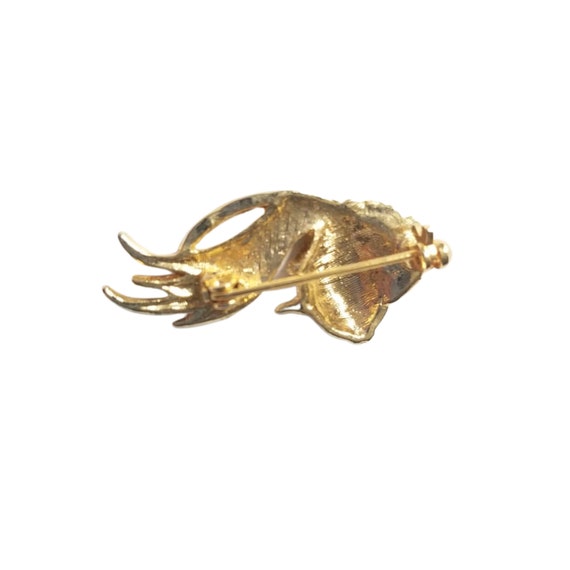 Vintage Enamel and Crystal Goldfish Brooch, Free … - image 6