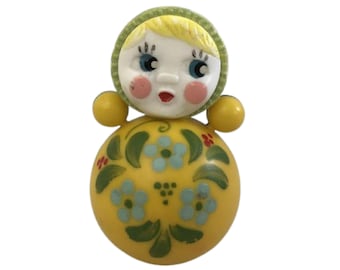 Vintage Russian Nevalyashka Roly Poly Doll, Roly Poly Ding Doll, USSR, Russian Toys