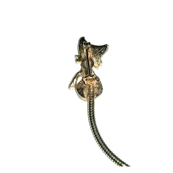 Vintage Crystal Cat Brooch with Articulated Tail,… - image 4