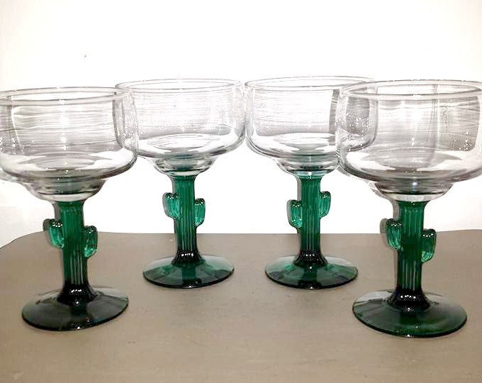 Cactus Stem Margarita Glass, Set of 4,libbey,cozumel,margarita Glass