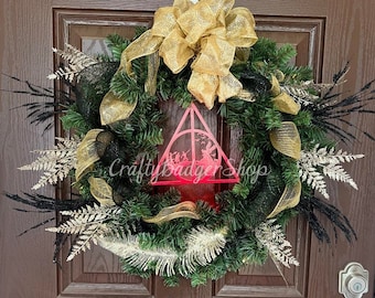 Hallows Wizard Brothers LED Christmas Wreath