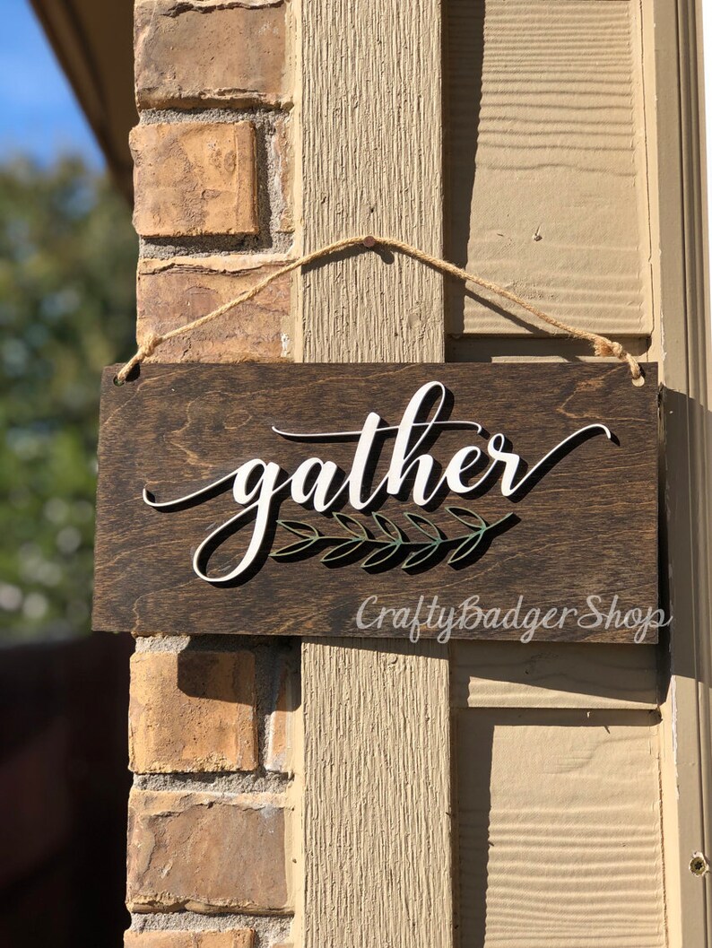 Gather 3D Thanksgiving Thankful Grateful Indoor Outdoor Sign