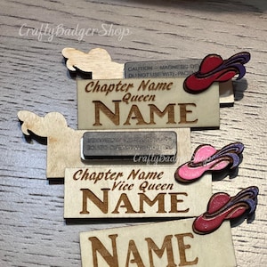 Fancy Red Hat Classy Ladies Name Tag