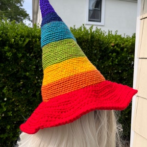 Rainbow Wizard hat, Rainbow Witch Hat, Rainbow cosplay hat, LGBTQ hat, Pride hat, Fantasy rainbow hat, Halloween Rainbow Hat, Multicolor hat image 5