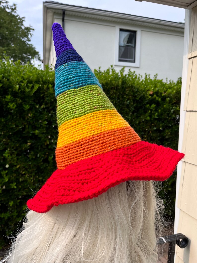 Rainbow Wizard hat, Rainbow Witch Hat, Rainbow cosplay hat, LGBTQ hat, Pride hat, Fantasy rainbow hat, Halloween Rainbow Hat, Multicolor hat image 5