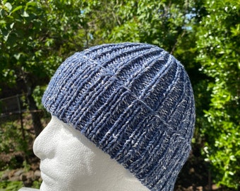 Blue beanie, Blue cotton beanie, Denim cuffed beanie, Fisherman Hat, Harbor cap, Skull beanie, Docker Beanie, Blue Ski cap, Cuffed knit hat