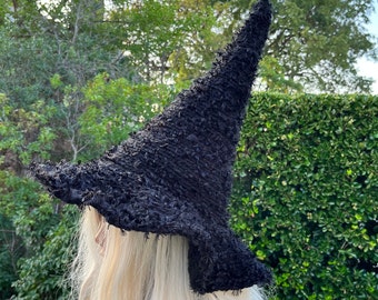 Black Witch Hat: Fuzzy Halloween Costume Hat
