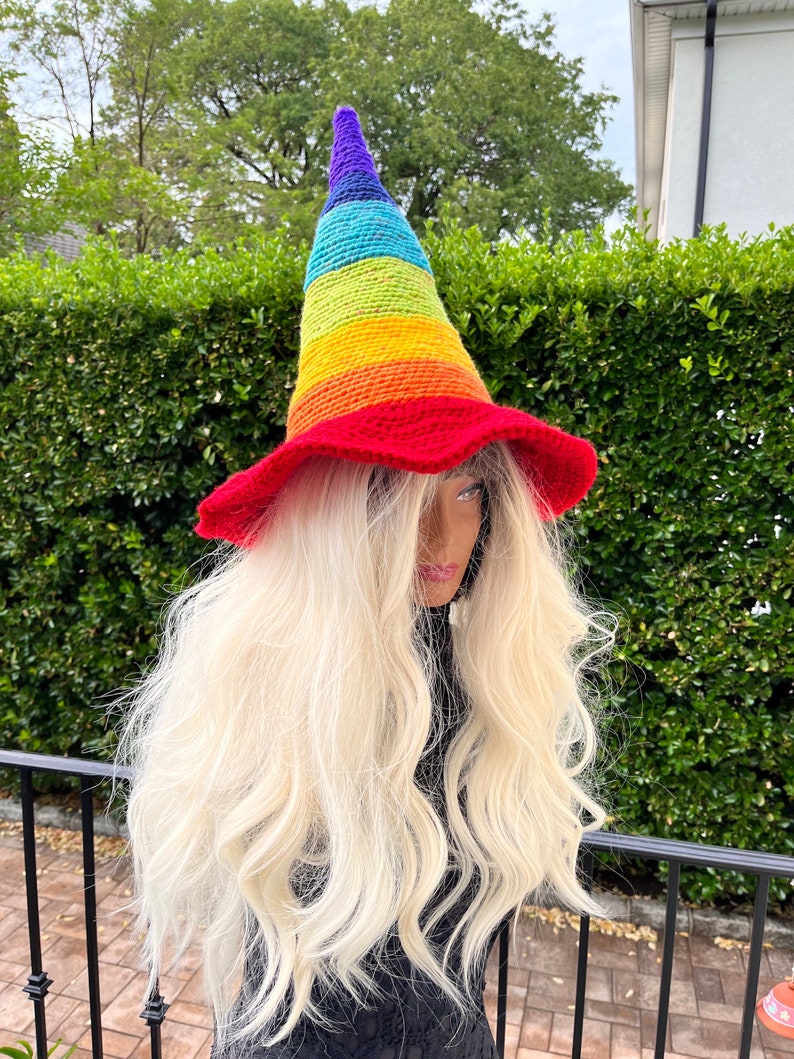 Rainbow Wizard hat, Rainbow Witch Hat, Rainbow cosplay hat, LGBTQ hat, Pride hat, Fantasy rainbow hat, Halloween Rainbow Hat, Multicolor hat image 8