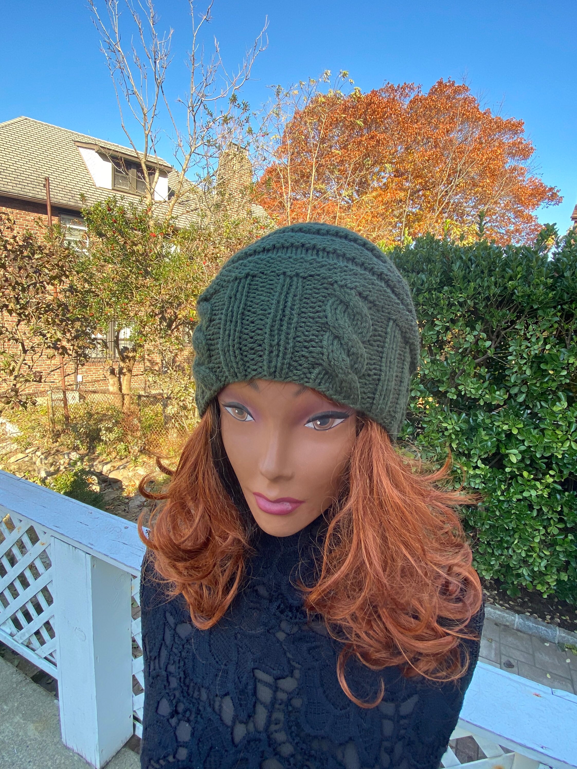 Green Winter Hat Christmas Hat Army Green Hat Green Slouchy Etsy UK