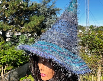 Blue Witch Hat, Size M, Ocean Witch costume, Blue Cosplay hat, Blue Water Wizard hat, Halloween blue hat, Blue Starlight Witch, Witchcraft