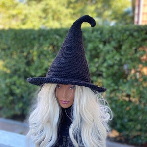 Knit Witch Hat, Witch Beanie, Halloween Hat, Wizard Hat