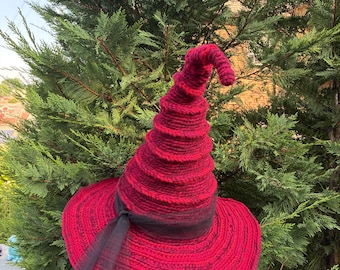 Red Knit Witch Hat: Halloween Costume Cosplay