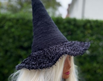 Black Witch Hat: Fuzzy Halloween Costume Hat