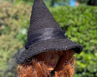 Black Witch Hat Sparkly Wizard Hat Fantasy Hat Cosplay Hat Shock Costume Hat Costume Cosplay Prop Witch Hat Black Wizard hat