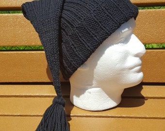 Scrooge hat, Goth Hat, Black Sleeping Cap, Black Halloween Hat, Pirate Cap, Halloween Costume, Sleep Hat, Sleeping Cap, Knit Night Cap