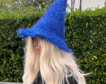 Blue Fuzzy Witch Hat: Halloween Costume, Cosplay Wizard Hat