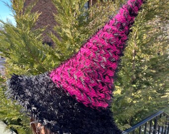Orchid & Black Fuzzy Witch Hat: Cosplay Halloween Costume