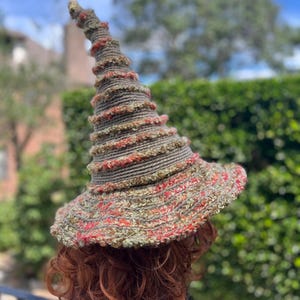 Fuzzy Knit Witch Hat: Brown Forest Wizard Cosplay