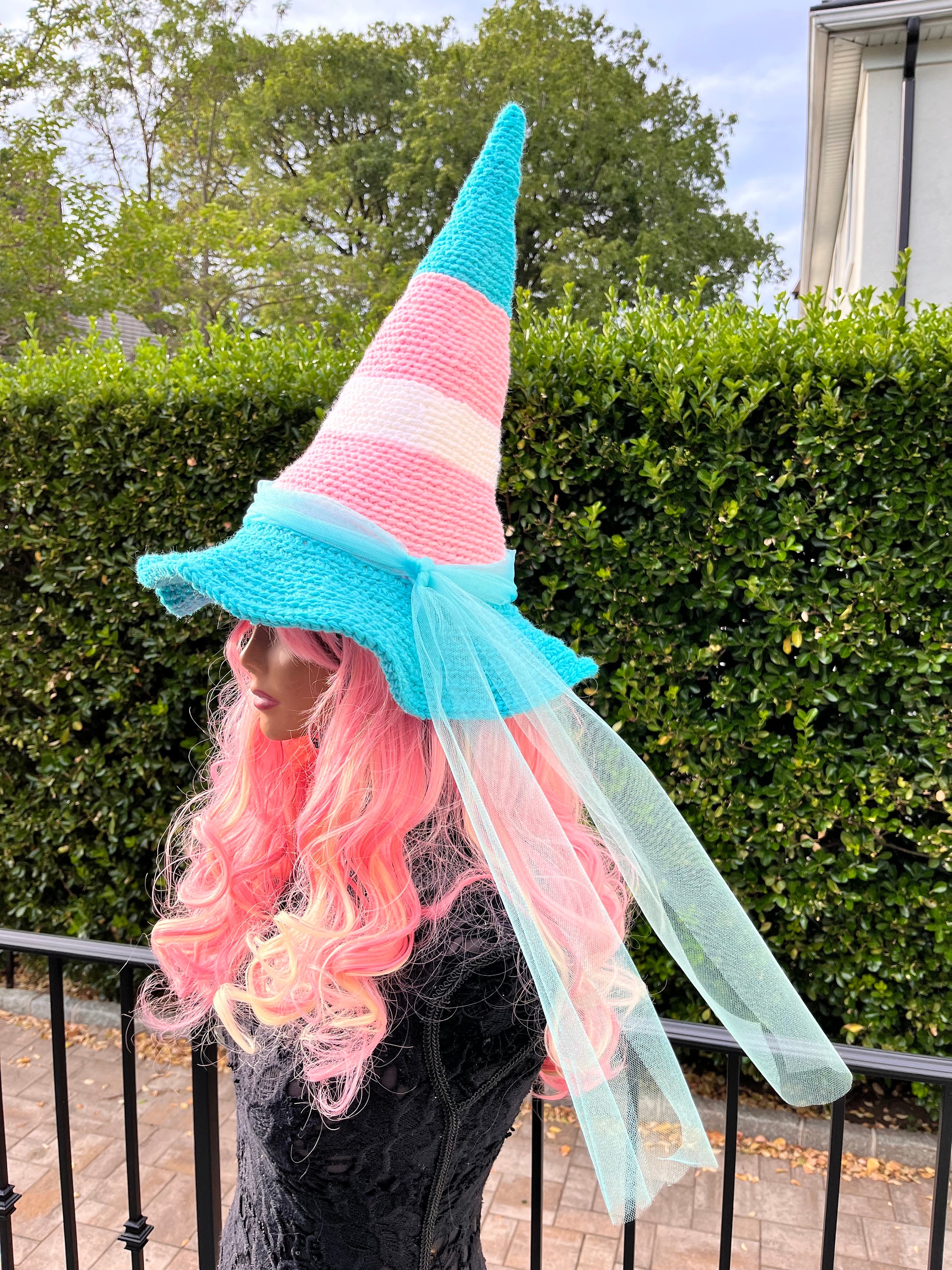 Chapeau De Sorcière Halloween Tricoté Pliable - Taille Unique 56-58 Cm, Pour Déguisement, Cosplay, Fête