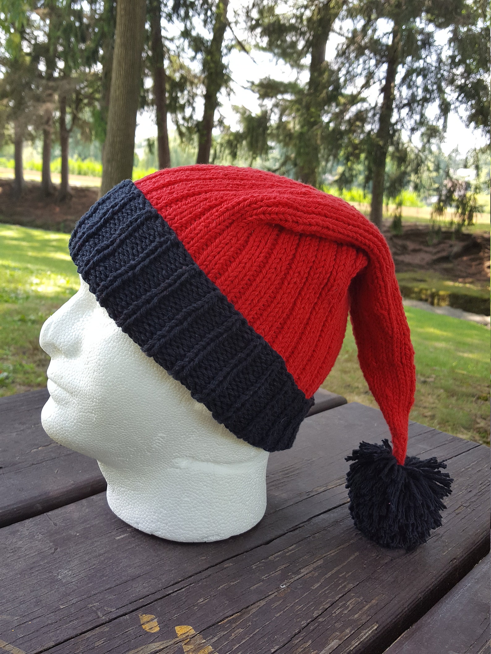 RED and BLACK SANTA hat Santa Hat with Black Trim Black and Etsy