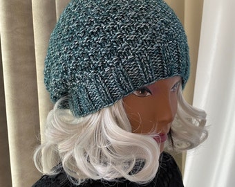 Green Wool Slouchy Beret: Women's French Style Tam (Size L)