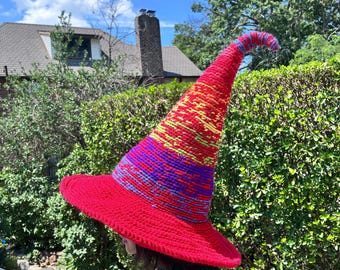 Rainbow Witch Hat: Soft Acrylic Wizard Fairy Fantasy Accessory