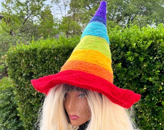 Rainbow Pride Wizard Hat: Crochet LGBTQ+ Cosplay Costume