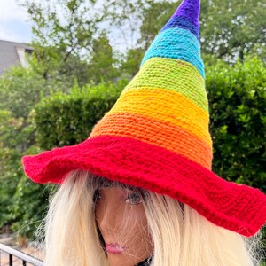 Rainbow Wizard hat, Rainbow Witch Hat, Rainbow cosplay hat, LGBTQ hat, Pride hat, Fantasy rainbow hat, Halloween Rainbow Hat, Multicolor hat image 3