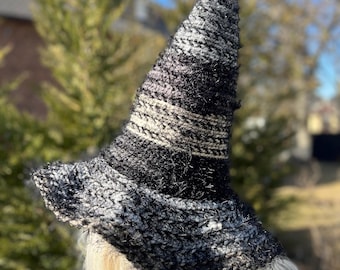 Sombrero de bruja de punto negro: sombrero brillante para disfraz de cosplay