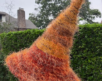 Brown Witch Hat: Forest Wizard, Halloween Costume, Rust Witch, ombre mushroom whimsical fuzzy texture