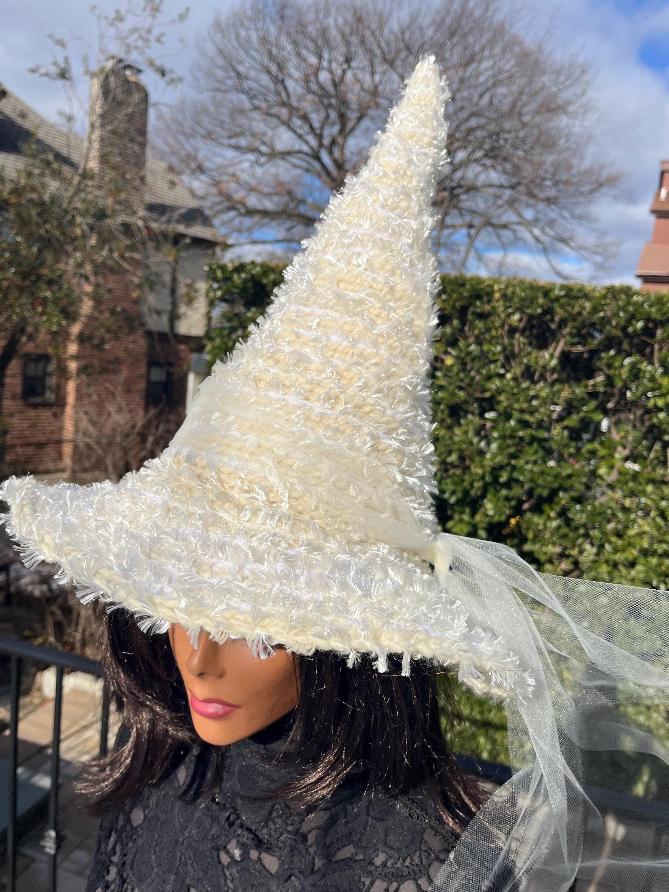 Off White Witch Hat: Winter Wonderland Snow Goth Costume - Etsy display picture 3