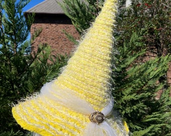 Yellow Ombre Knit Witch Hat: Soft chenille yarn  Halloween Costume in yellow