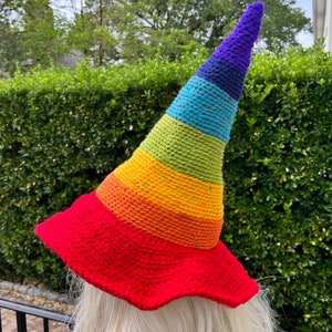 Rainbow Wizard hat, Rainbow Witch Hat, Rainbow cosplay hat, LGBTQ hat, Pride hat, Fantasy rainbow hat, Halloween Rainbow Hat, Multicolor hat image 9