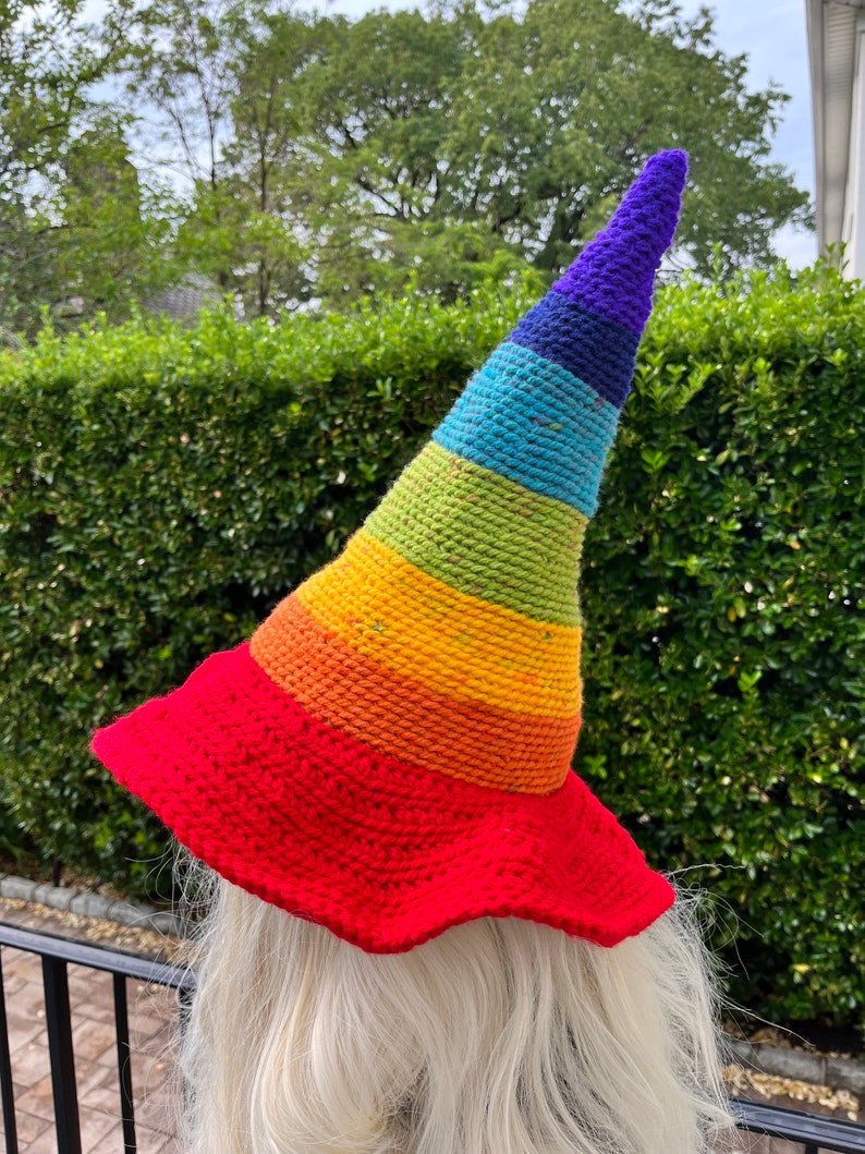 Rainbow Wizard hat, Rainbow Witch Hat, Rainbow cosplay hat, LGBTQ hat, Pride hat, Fantasy rainbow hat, Halloween Rainbow Hat, Multicolor hat image 9
