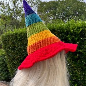 Rainbow Wizard hat, Rainbow Witch Hat, Rainbow cosplay hat, LGBTQ hat, Pride hat, Fantasy rainbow hat, Halloween Rainbow Hat, Multicolor hat image 7