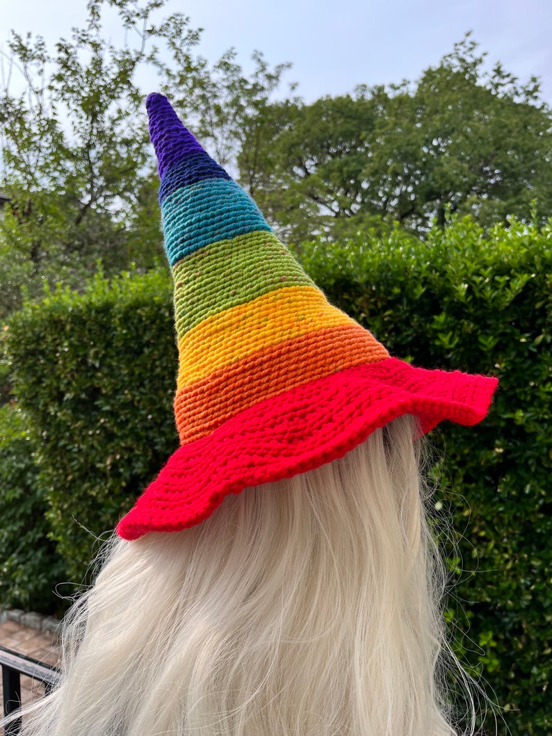 Rainbow Wizard hat, Rainbow Witch Hat, Rainbow cosplay hat, LGBTQ hat, Pride hat, Fantasy rainbow hat, Halloween Rainbow Hat, Multicolor hat image 7