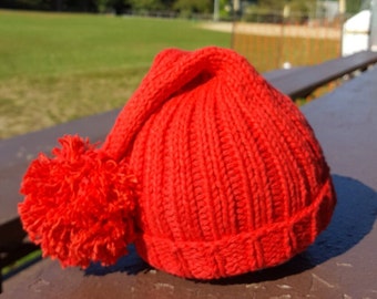 Hand Knit Mr Smee Hat: Red Cotton Pirate Costume