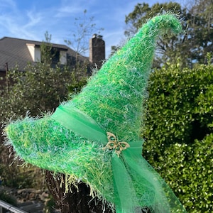 Green Crochet Witch Hat: Halloween Costume, Cosplay