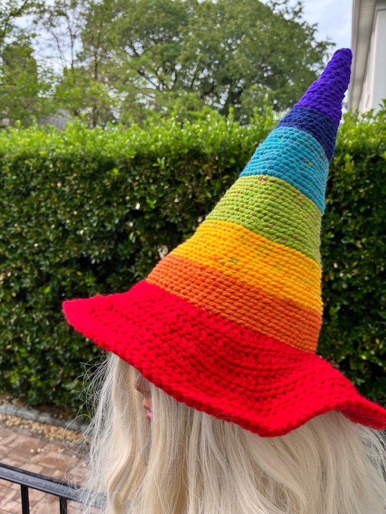 Rainbow Wizard hat, Rainbow Witch Hat, Rainbow cosplay hat, LGBTQ hat, Pride hat, Fantasy rainbow hat, Halloween Rainbow Hat, Multicolor hat image 2