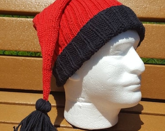 Red Black Phrygian Cap, Liberty Hat, Sleeping Cap, Halloween Hat, Pirate Cap, Halloween Costume, Sleeping Cap, Scrooge hat, Goth Hat