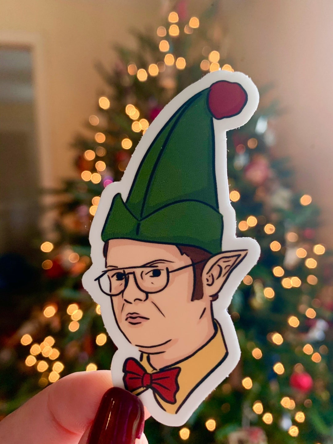 Elfish Features Dwight Schrute Christmas Sticker | Die Cut the Office ...