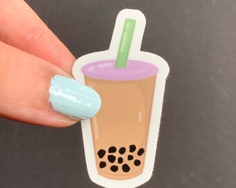 Cute Boba Mini Sticker - matte finish die cut cartoon laptop sticker of Bubble Tea