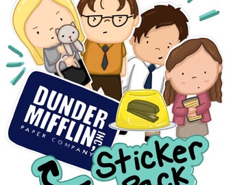 The Office Sticker Set | The Office matte finish die cut cartoon laptop sticker set illustration digital art