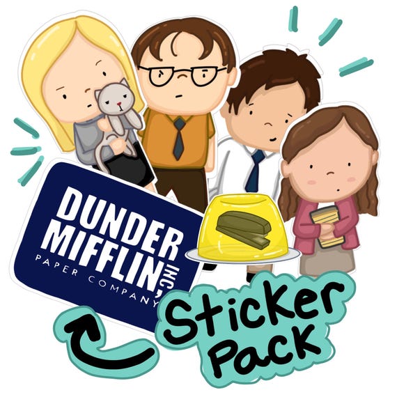 The Office Sticker Set | The Office matte finish die cut cartoon laptop sticker set illustration digital art
