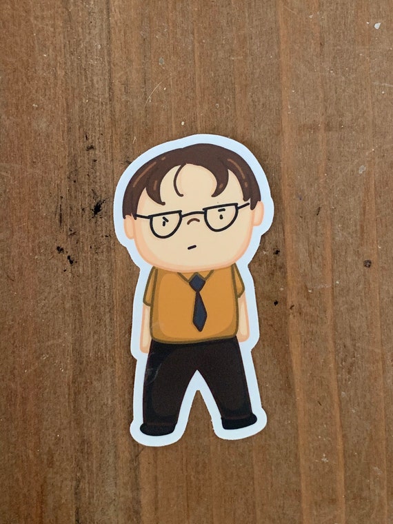 The Office Dwight Schrute Sticker - The Office matte finish die cut cartoon laptop sticker of Dwight