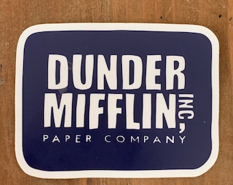 The Office Dunder Mifflin Sticker - The Office matte finish die cut cartoon laptop sticker of the Dunder Mifflin Logo