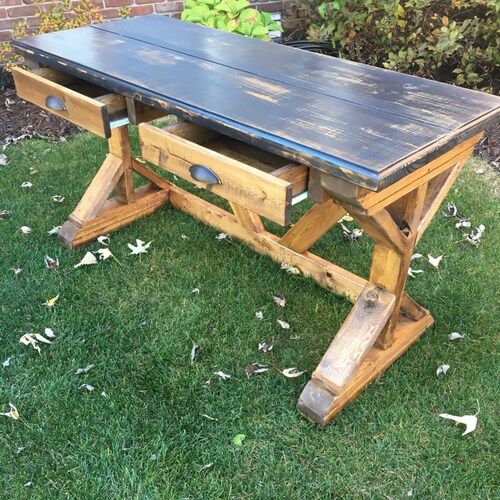 Rustic Desk With Drawers Etsy