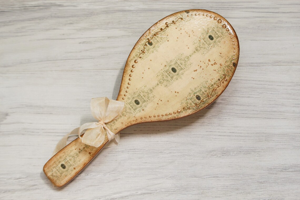 French Chic Hairbrush Wood Hair Brush Hand painted Hairbrush Etsy