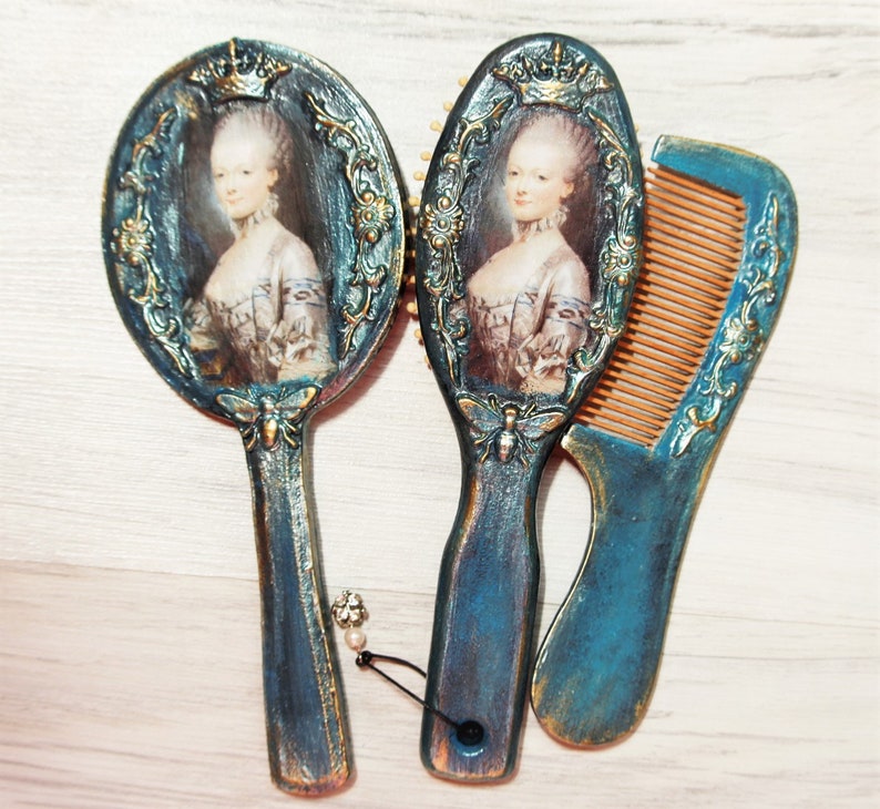 Dressing Table Set Wooden Mirror Hairbrush Comb Antique Dressing Table Set Wooden Mirror