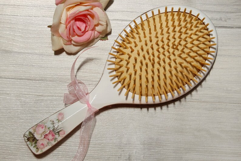 Retro Wooden Hairbrush Hand Painted Hair Brush Bridesmaids Etsy